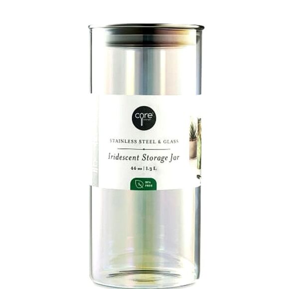 Core Kitchen Stainless Steel & Glass Iridescent Storage Jar- 44oz - Picture 3 of 8